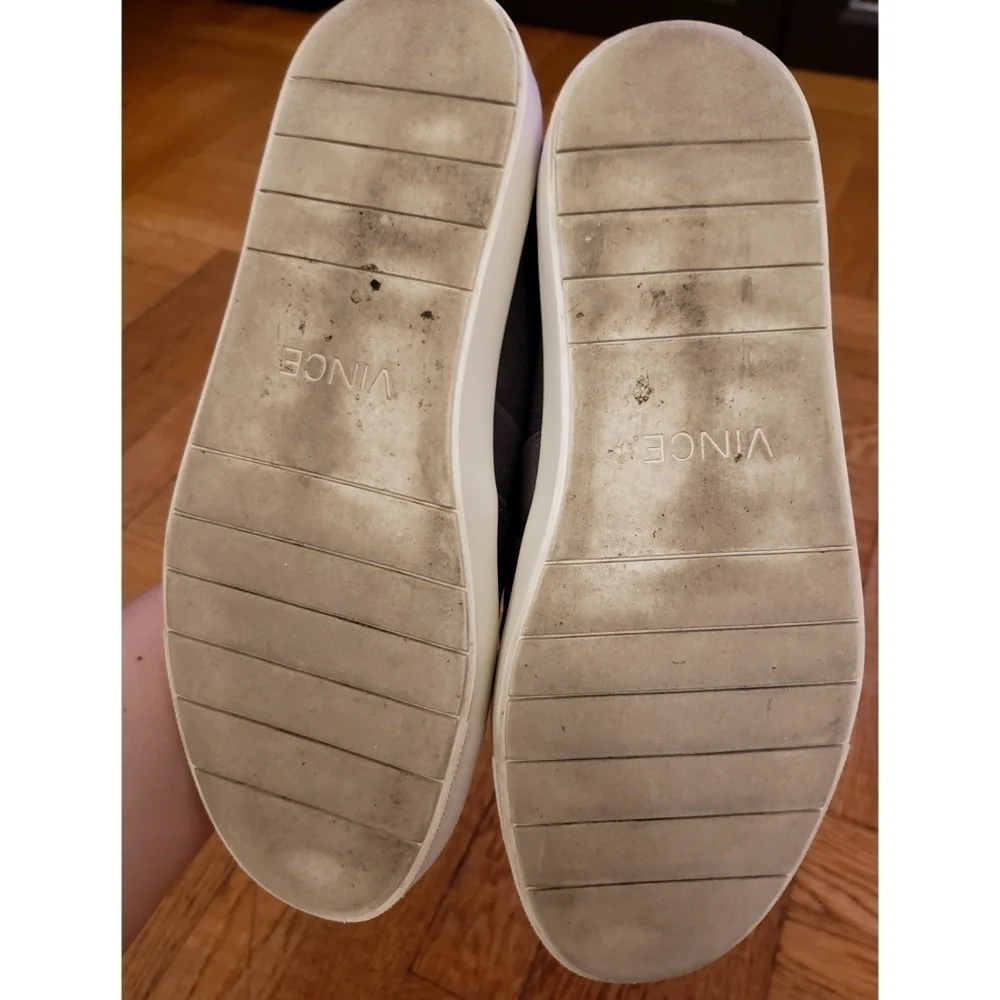 Vince Dark Gray Blair Textured Leather Slip On Sneakers - Size 7